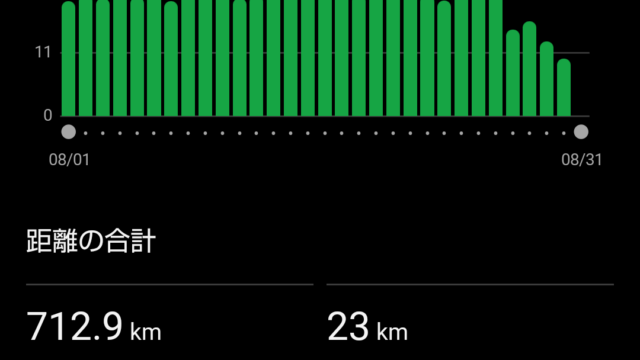 Garminの8月月間走行距離データ